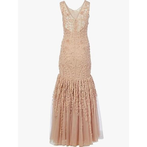 JS Collection Women's Embroidered Metallic Ribbon Gown - Picture 1 of 8